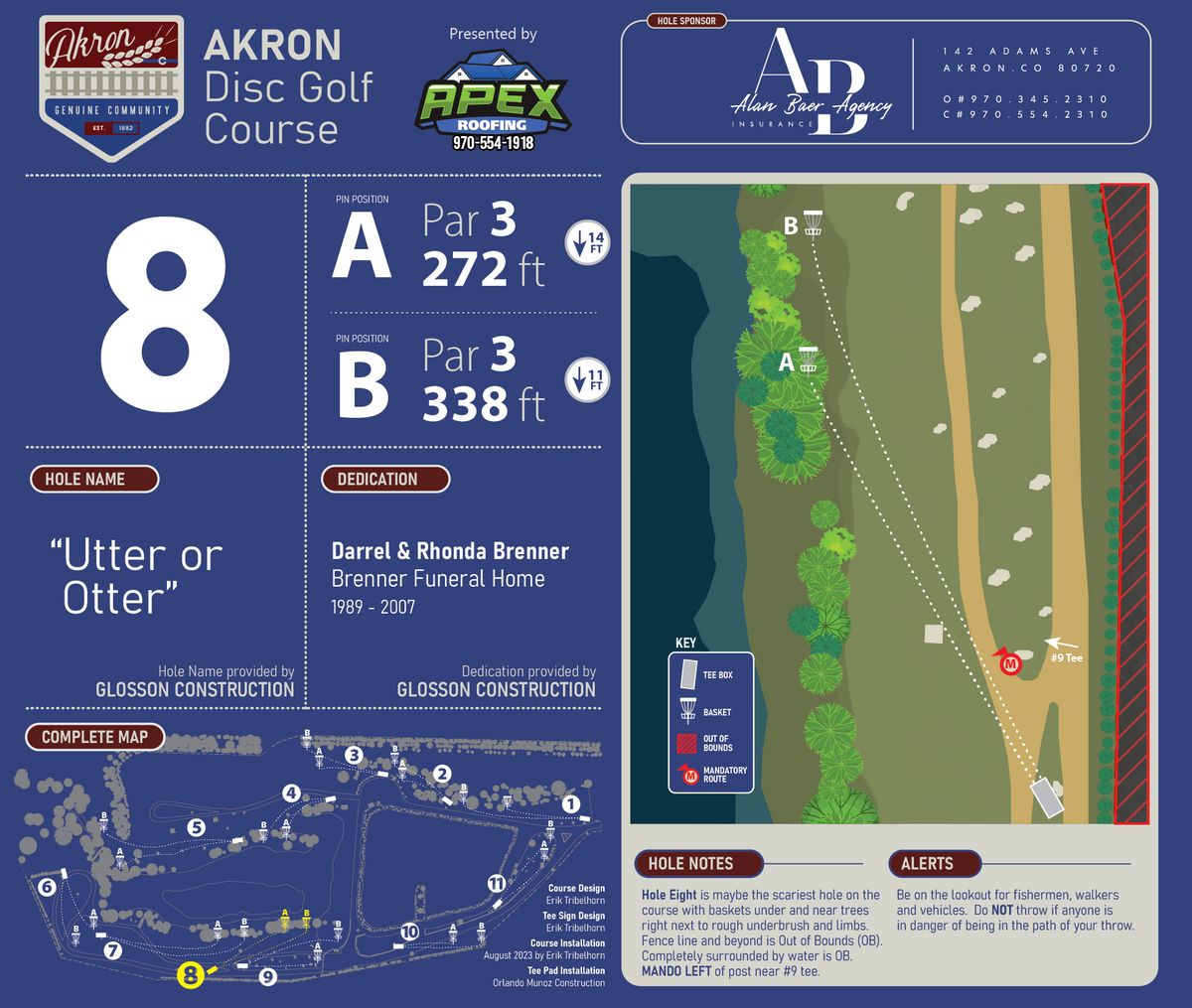 Hole 8 Tee Sign