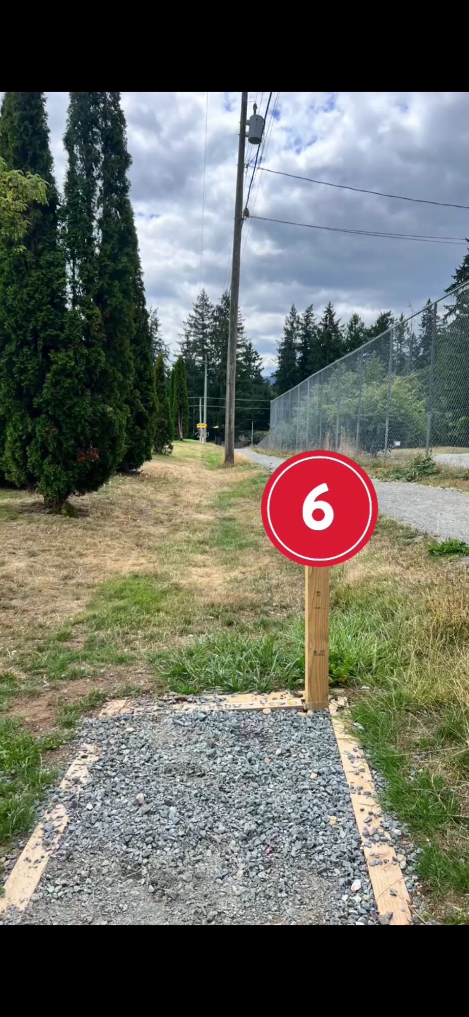 Basket located straight down by the second Hydro pole PAR3