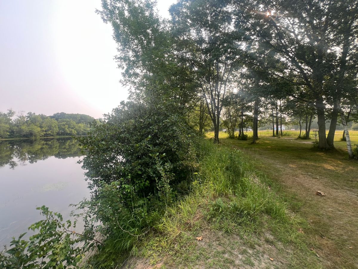 River with basket in background