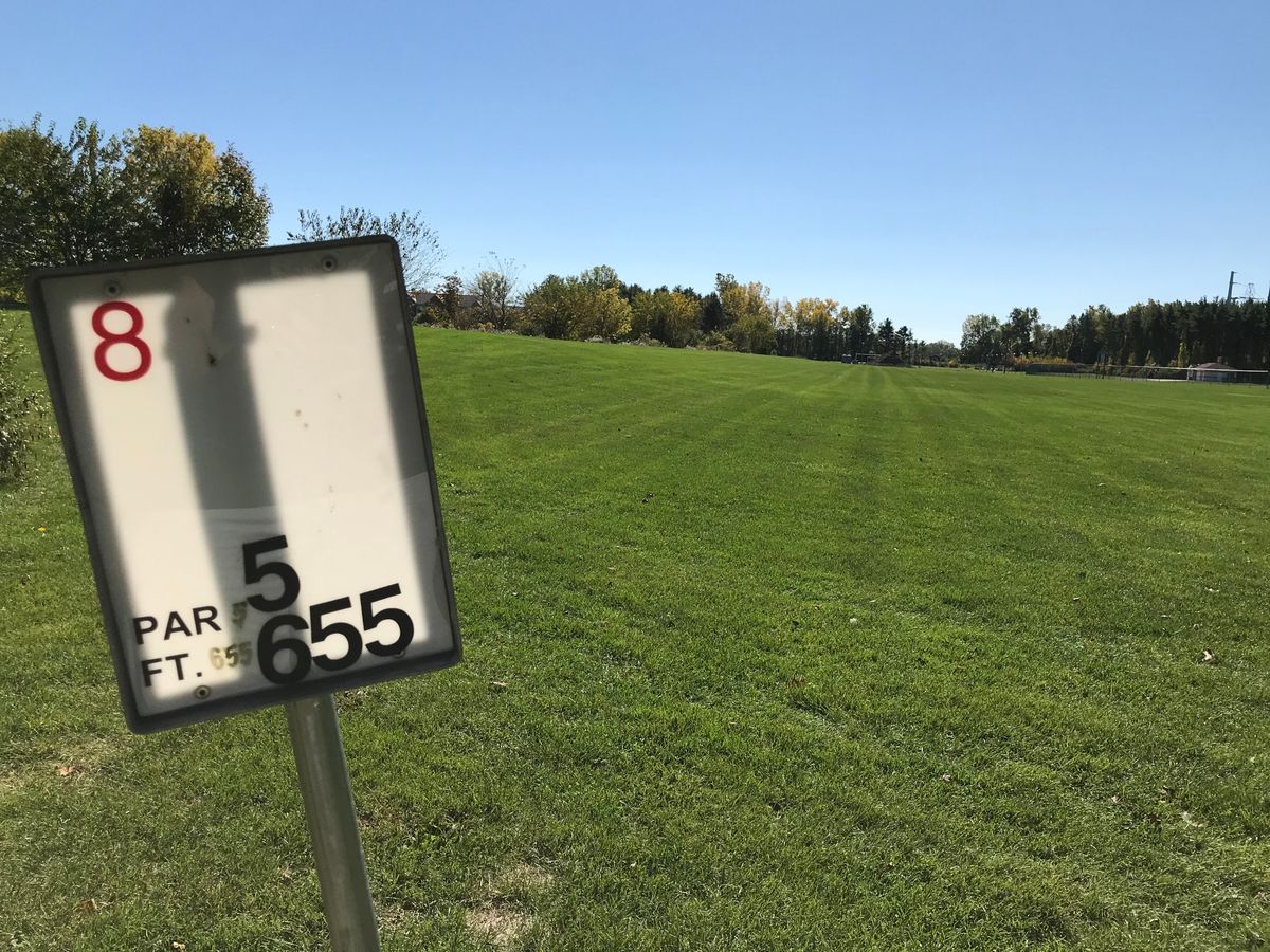 Hole 8. A long one that has a lake to the East