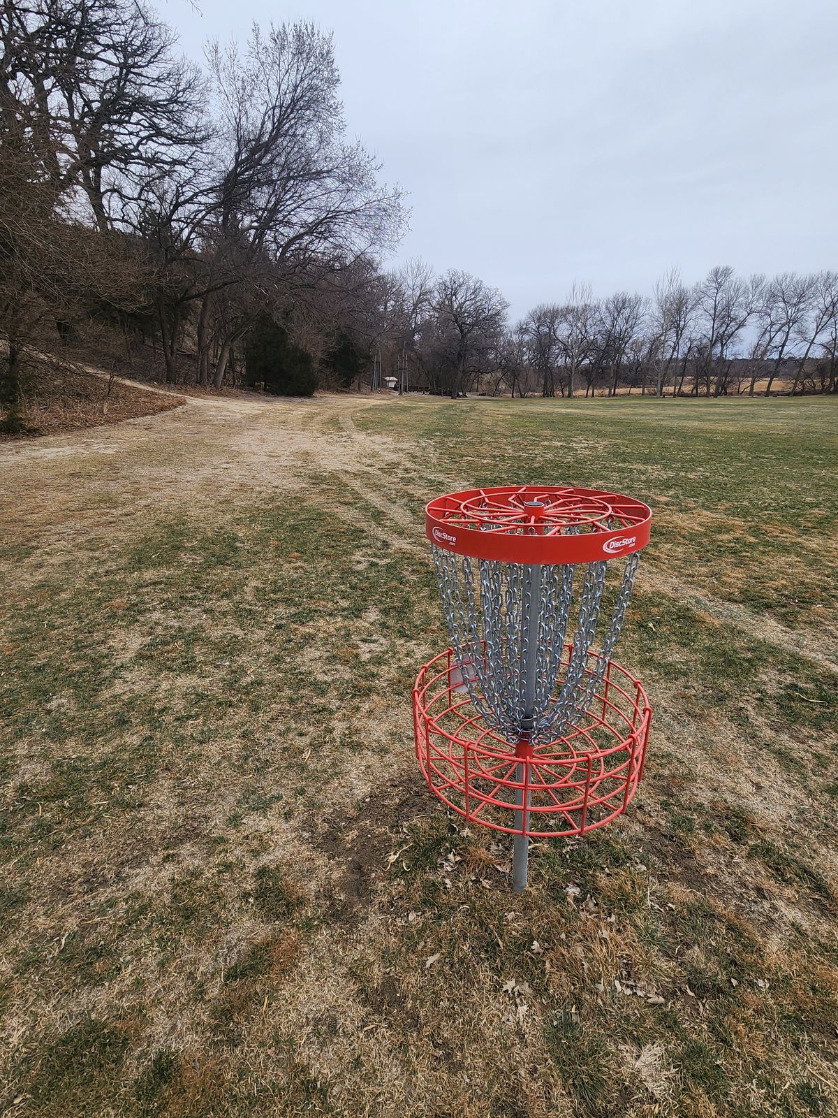 Hole 5 Basket looking back at the Tee