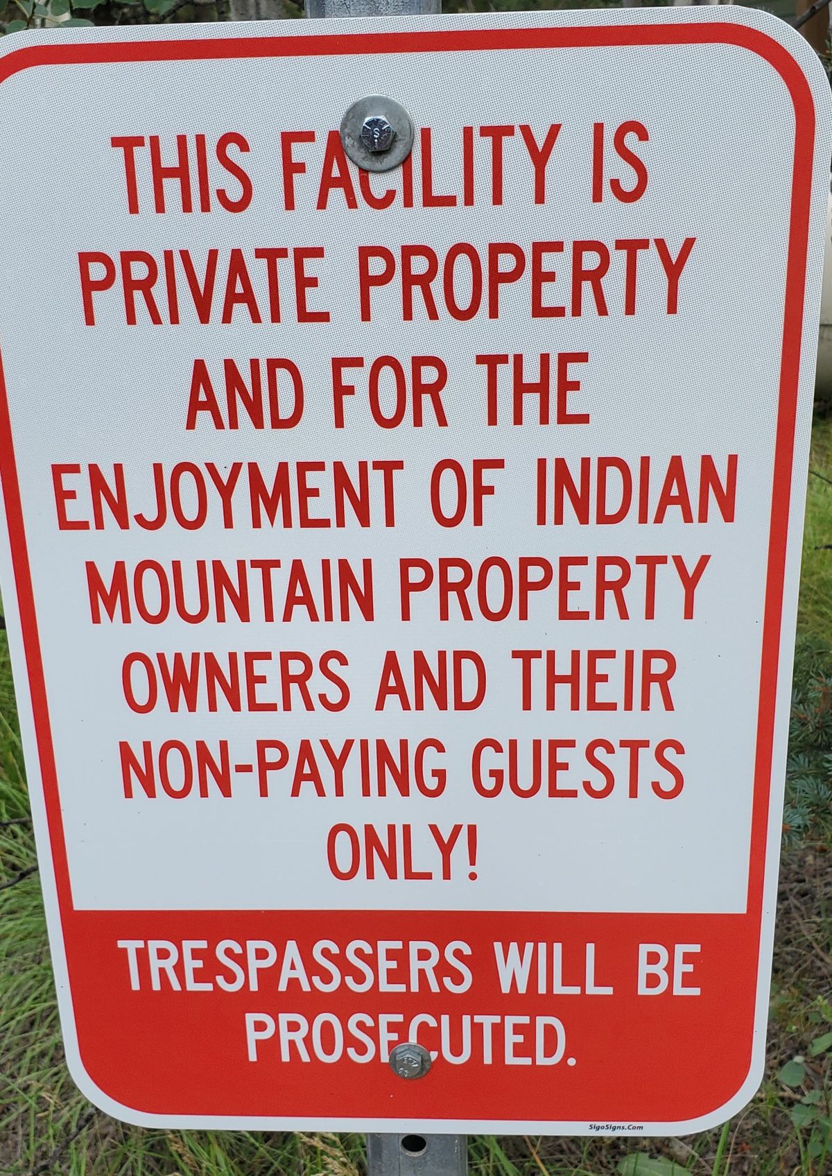 Sign posted at entrances