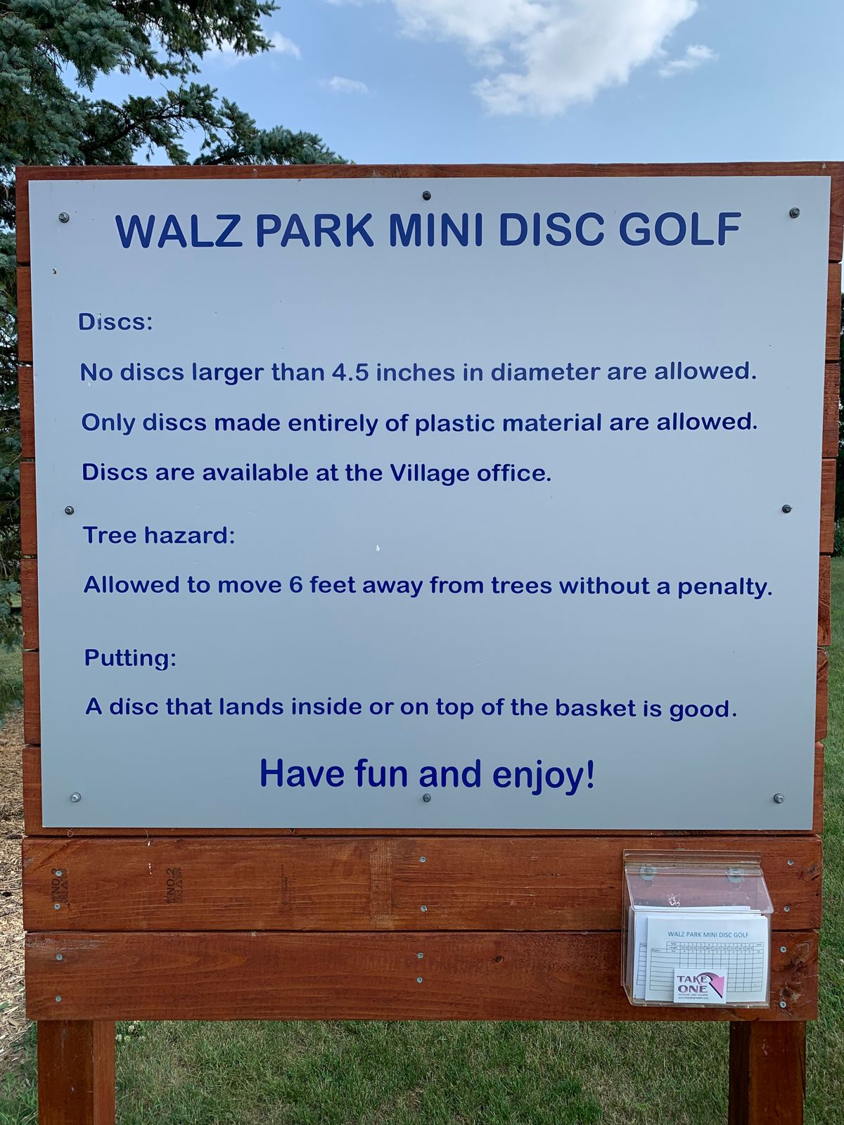 Walk Park Mini Disc Golf Rules