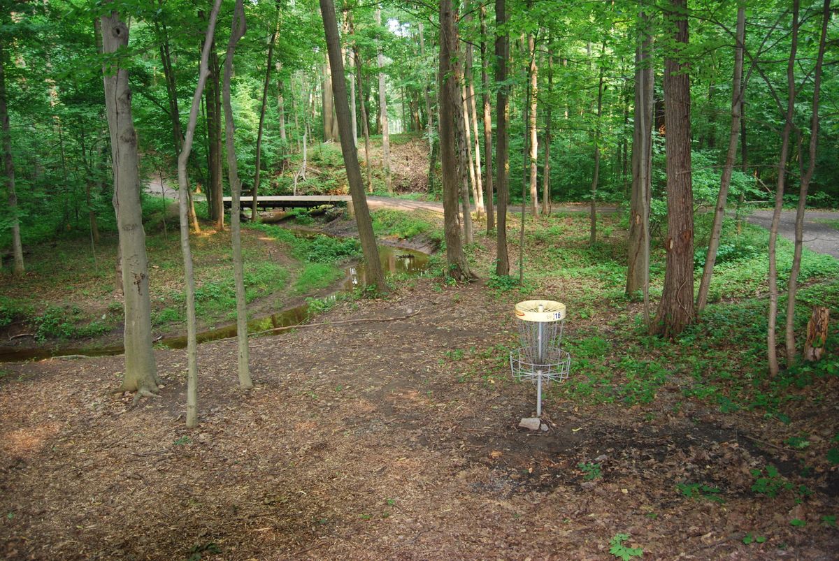 Hole 18 Short pin position looking back at the tee box