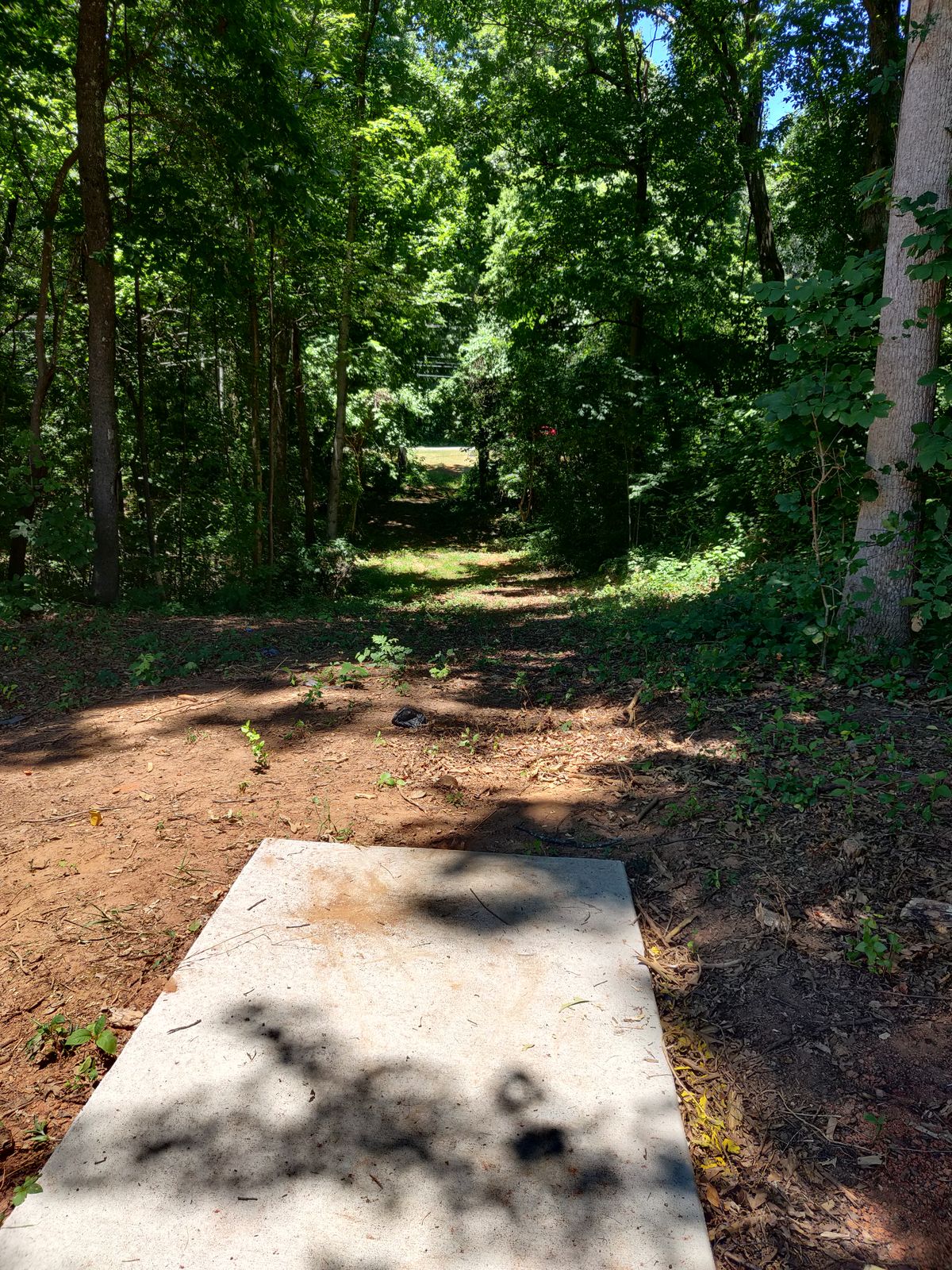 Hole 4 looking down the fairway. Fairway turns left in the middle shaded area.