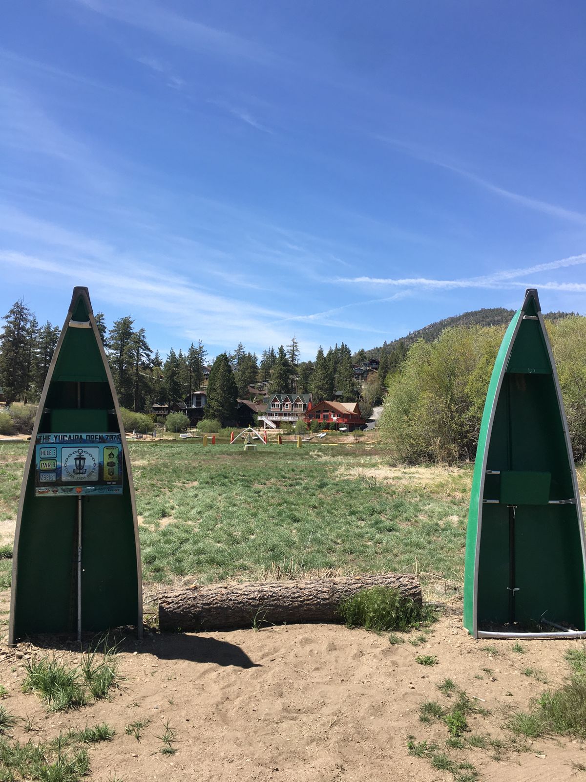 Signature hole for the course. Hanging basket under two Kayaks!