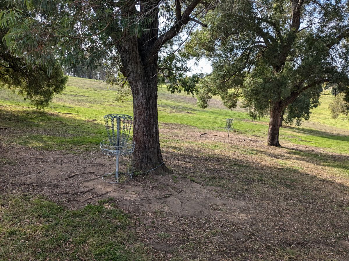 Practice basket located directly behind Hole #9 basket.