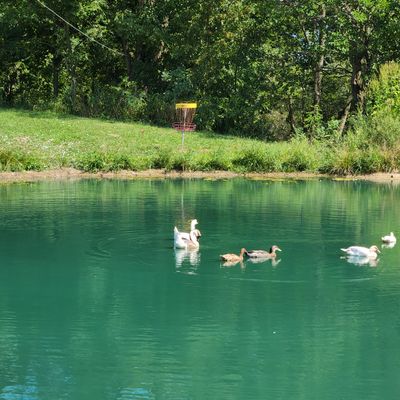 One of two holes over the pond