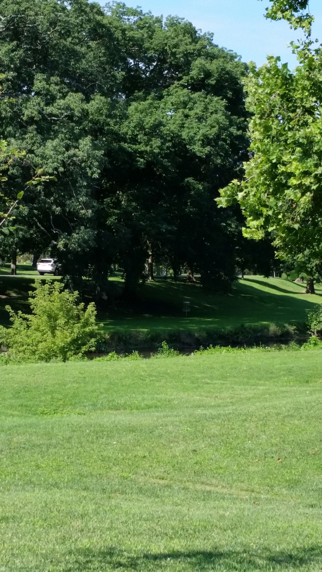 Hole one is across the river.