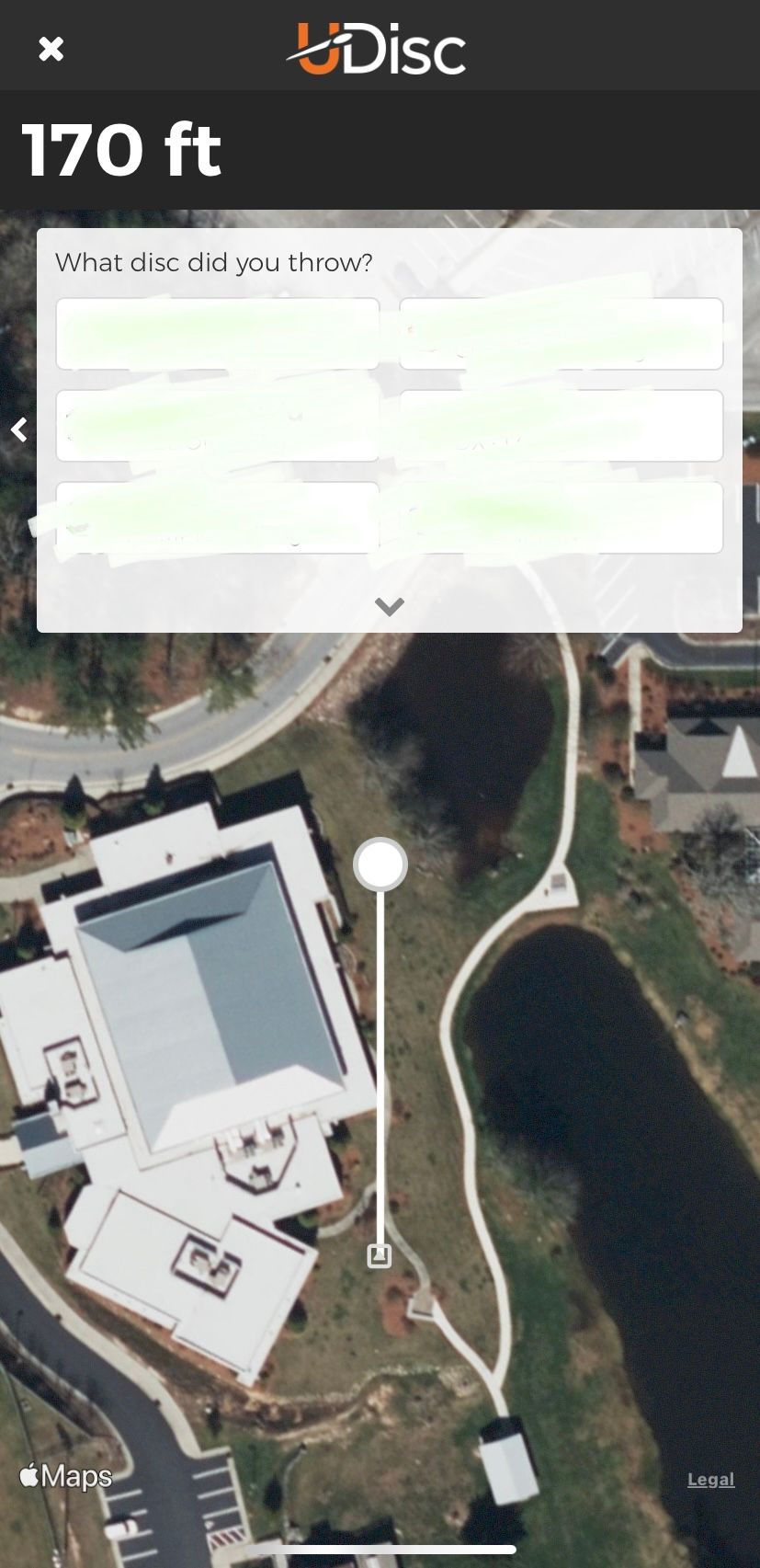9-dogleg right along the side of building.Basket on side of the hill and can roll in to water.