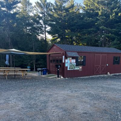 Pro shop exterior and picnic area.