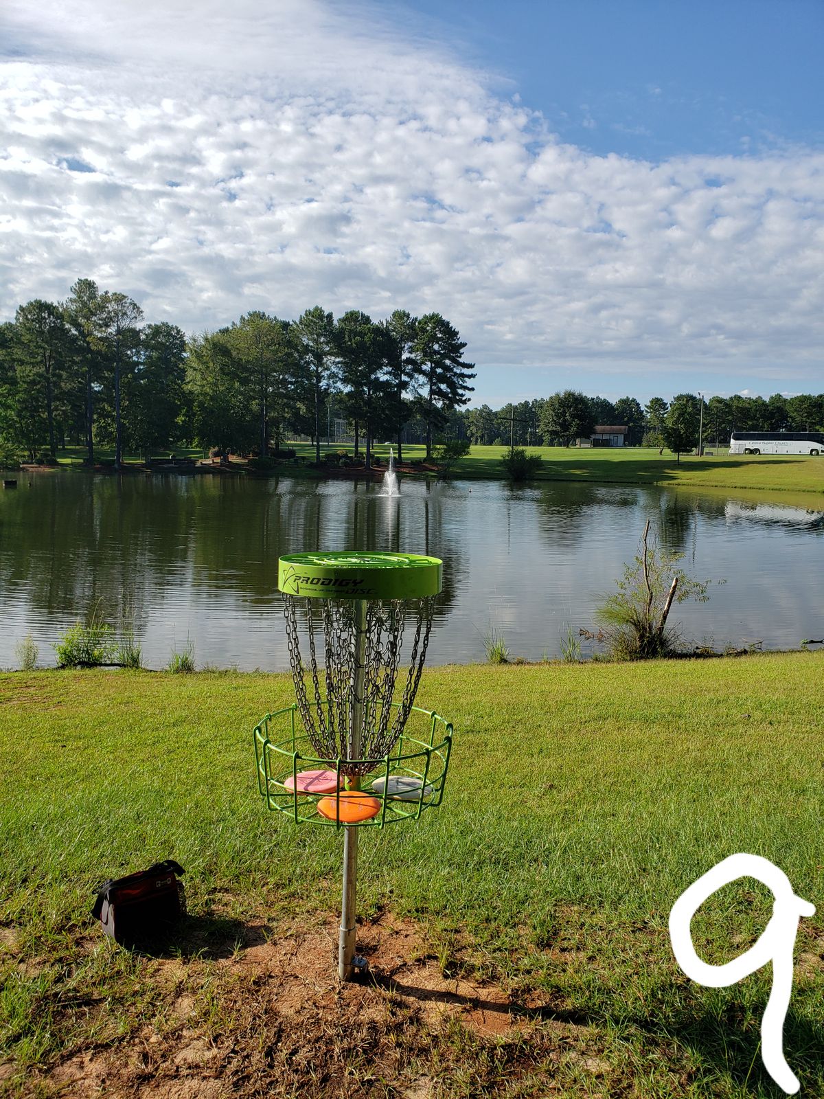 #9 Basket,  retrieved two discs from the pond and left them at Church.