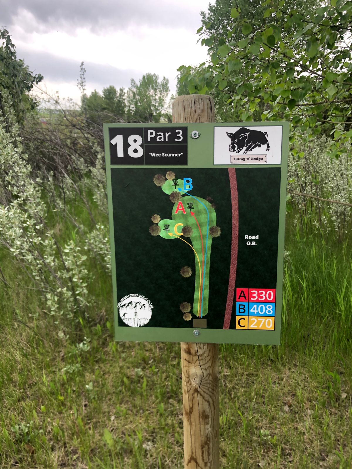 Tee sign hole 18