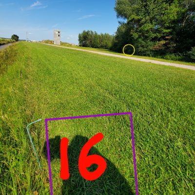 Hole 16
Shoot from green pike sticking out of ground
Basket is hard right following woodline