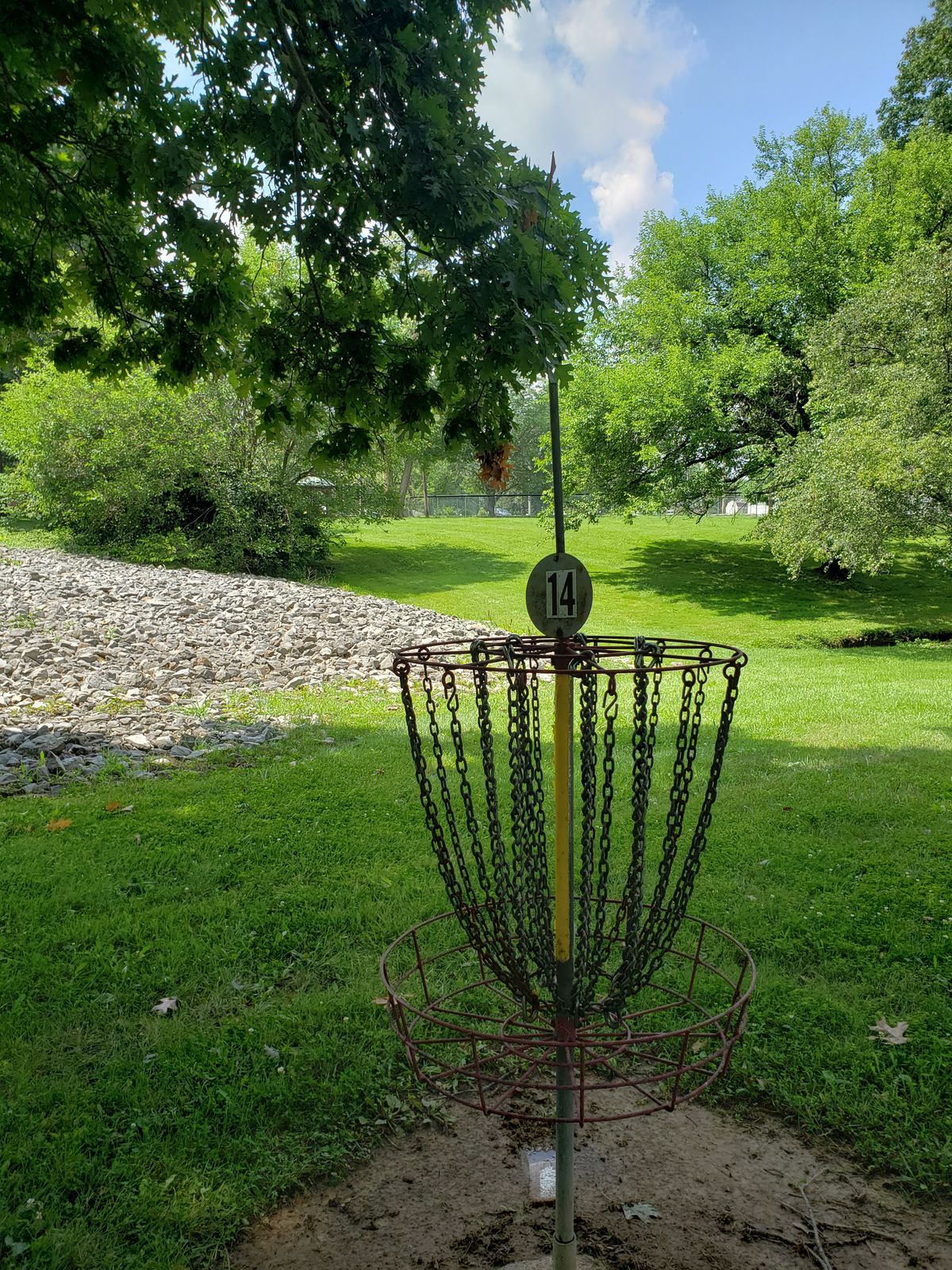 #14 Basket facing #15 which is way on the other side of a parking lot.