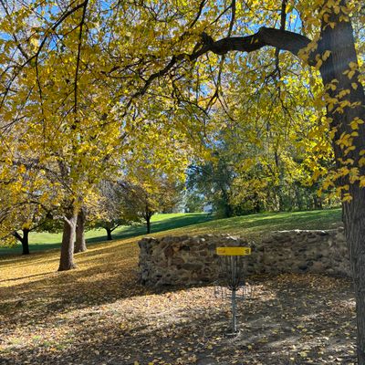 Hole 18 basket to tee view