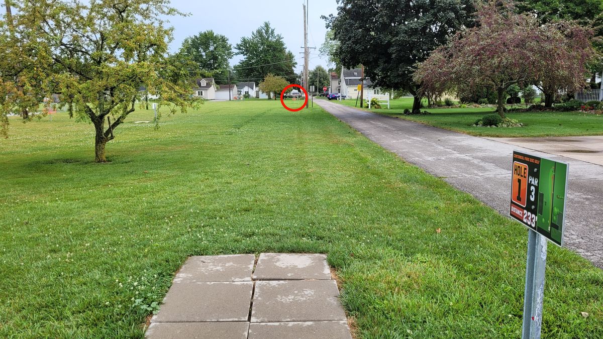 Hole 1 - OB: On/over road.