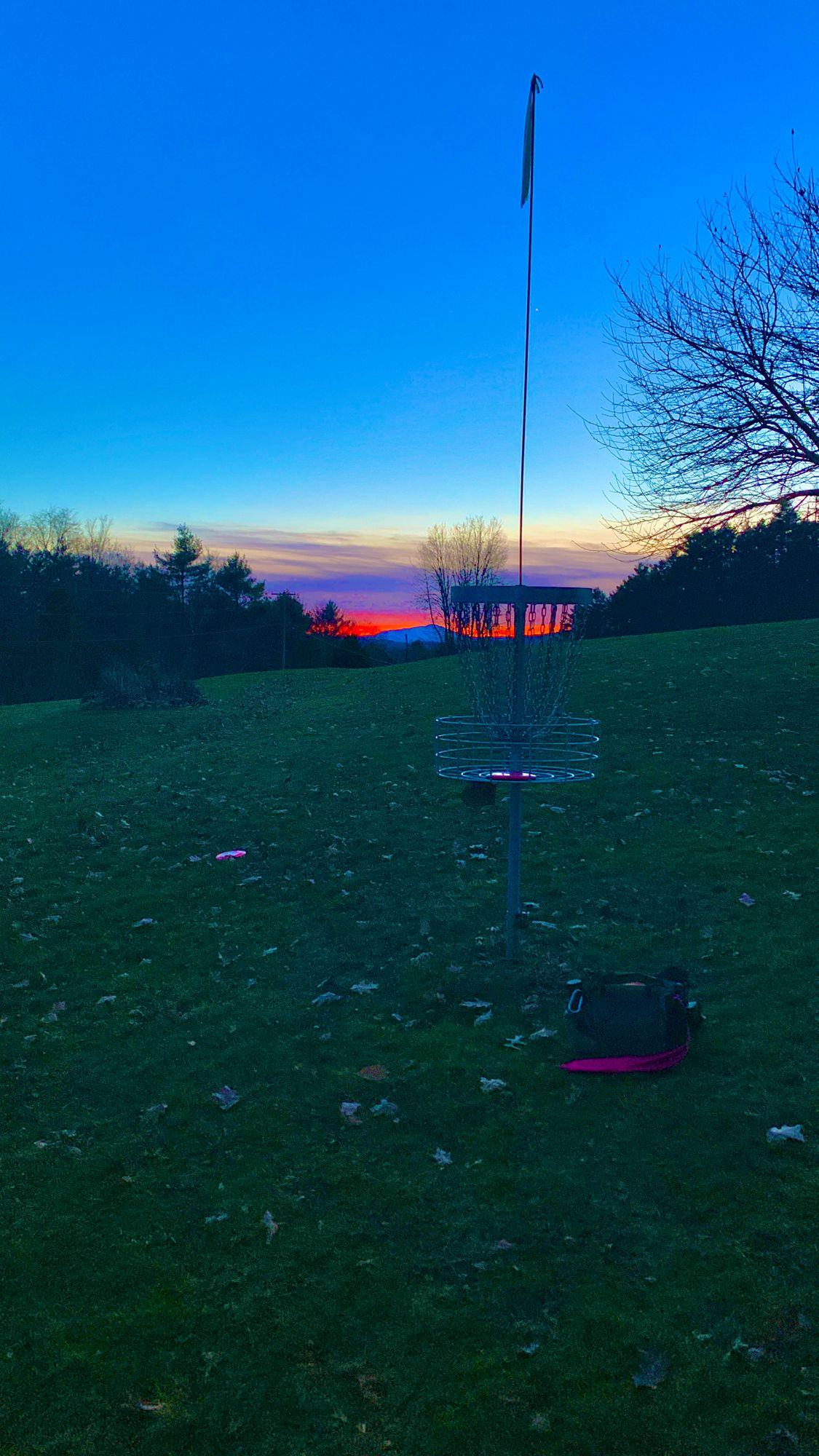 November sunset view from Hole 8 basket.