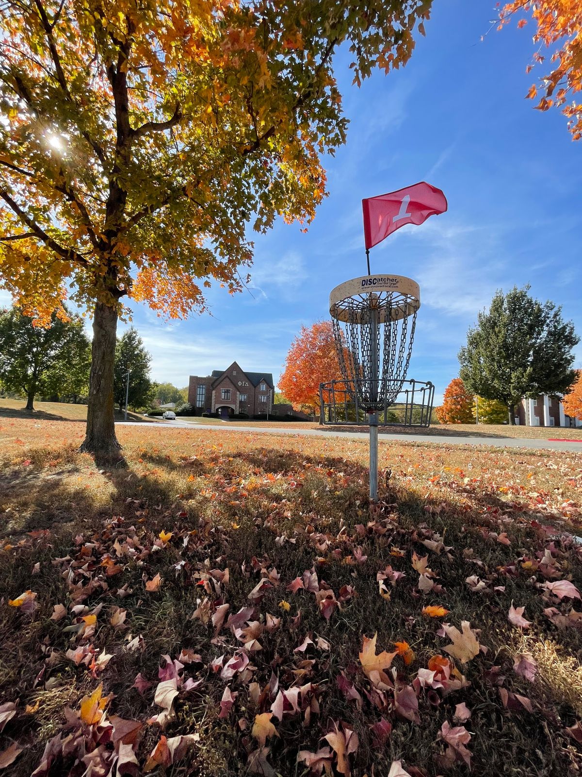 Hole 1’s basket during the fall.