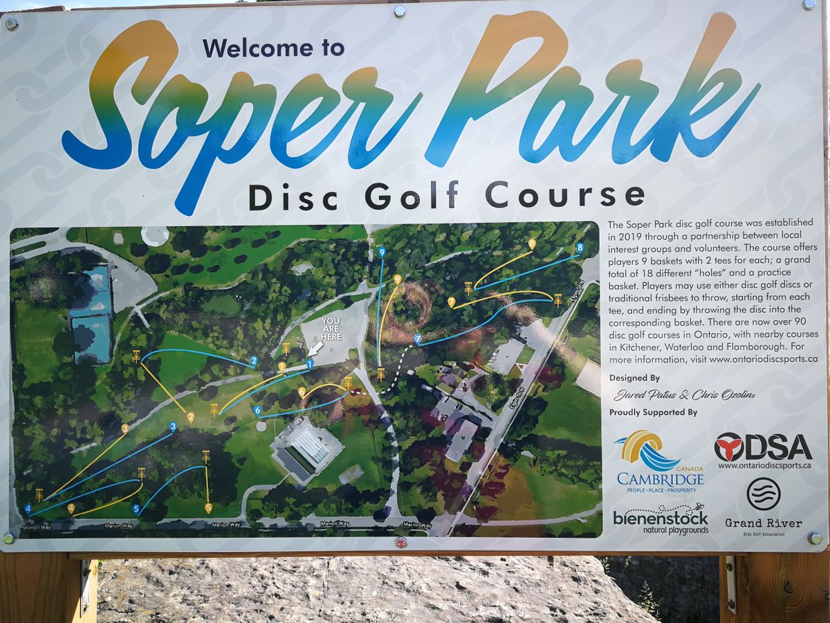 Course map and welcome sign