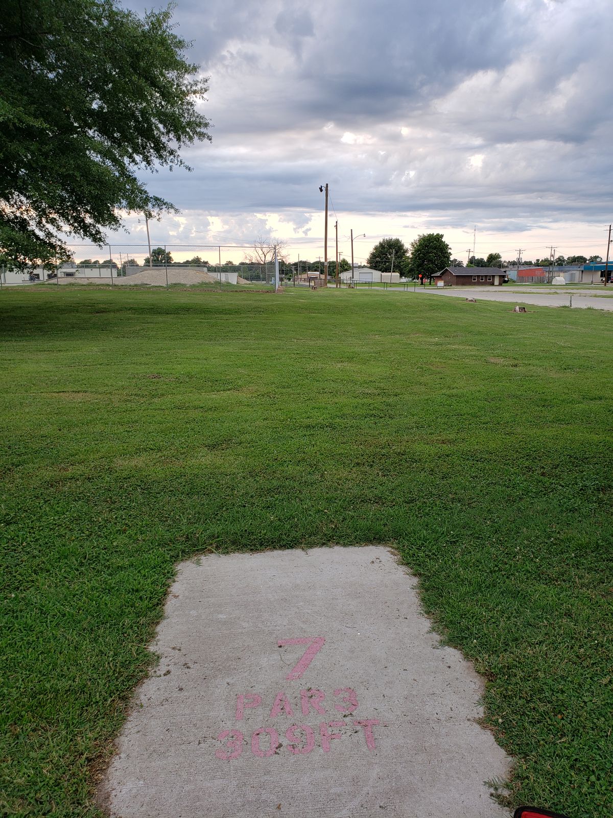 #7 plays past the entrance to the Skate Park.