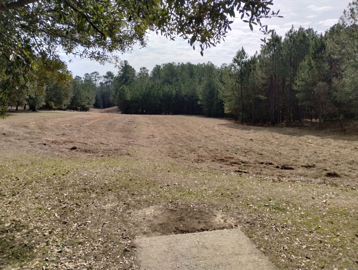 Hole 13 with a mowed fairway. Feb 2023.