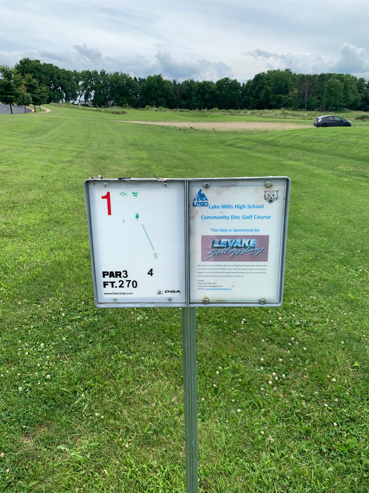 Hole 1 looking at the parking lot.