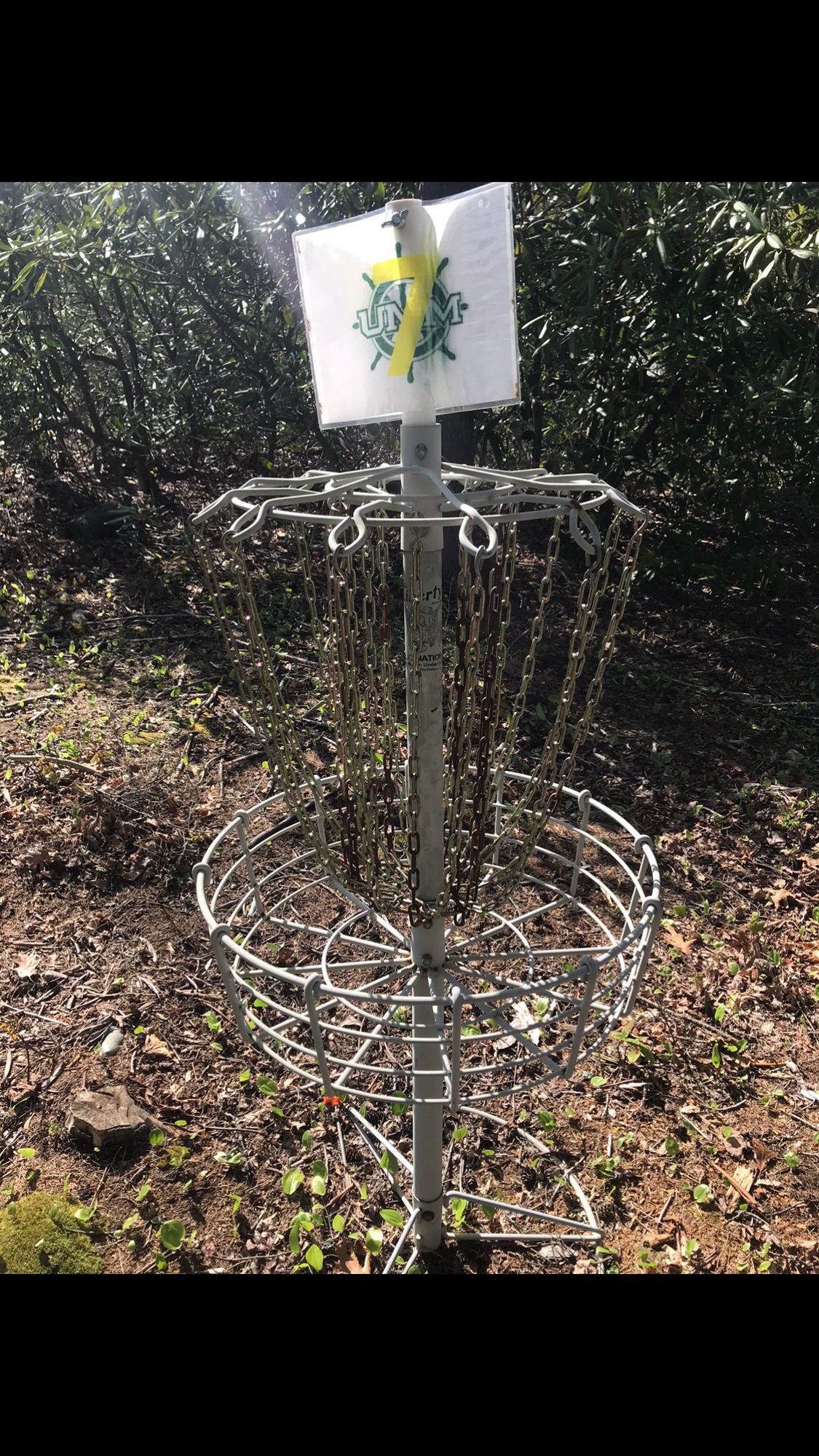 Hole 7 tee off in the parking lot between hole 6 and 7