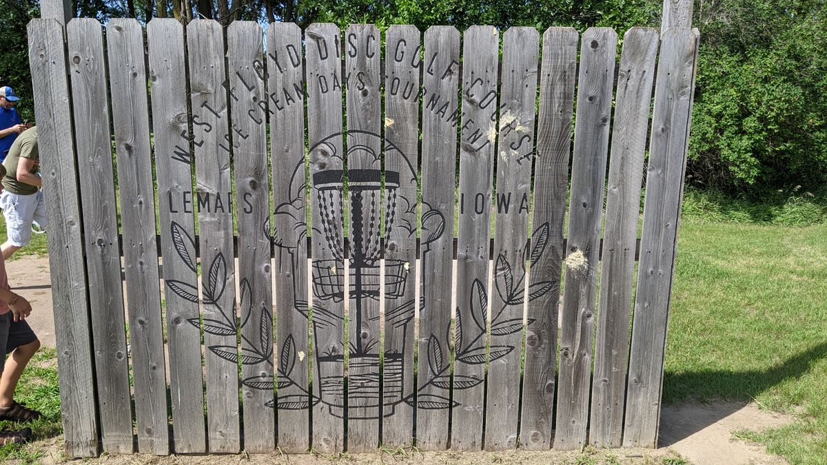 West Floyd Disc Golf Disc Golf Course Ice Cream Days Tournament (fence to hide behind when golfer on 13 yells, Fore!