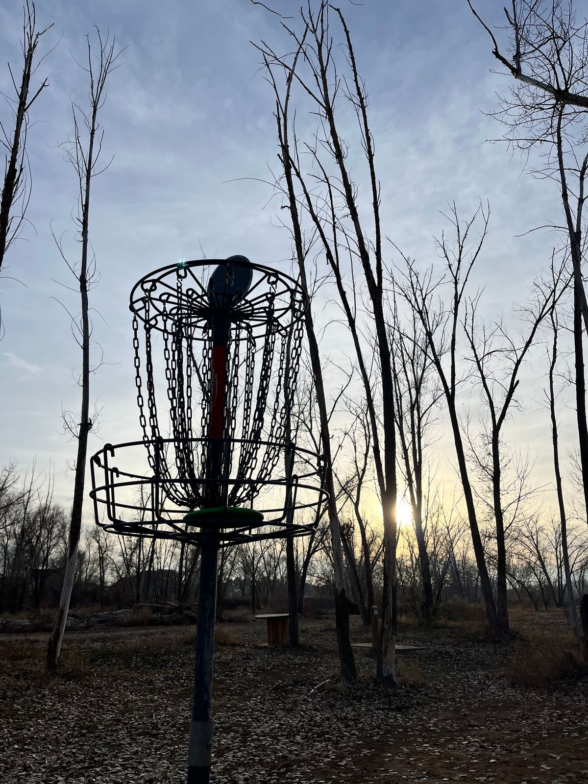 Sun setting on the course.