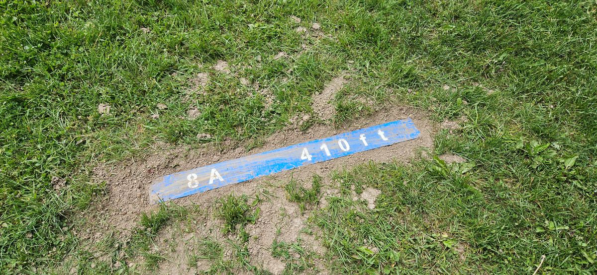 Hole 8 tee board, from the long tee.