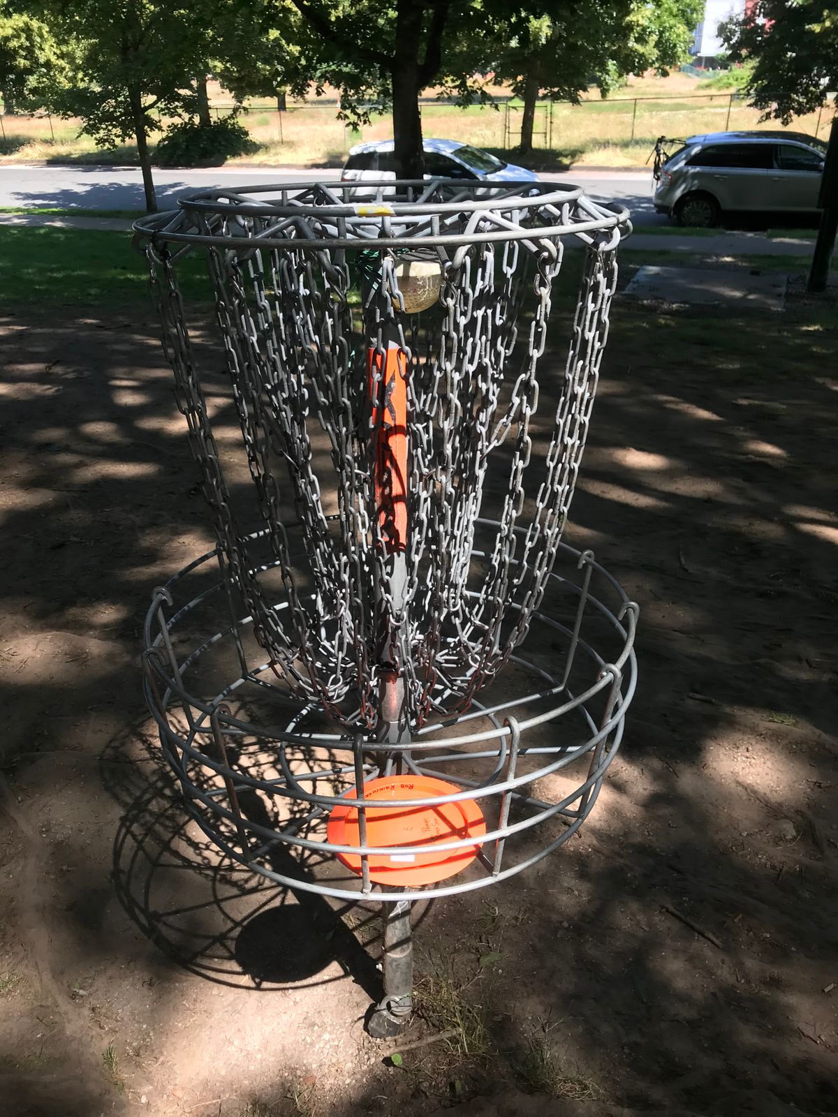 The basket on hole 4, the most likely ace run of the course.