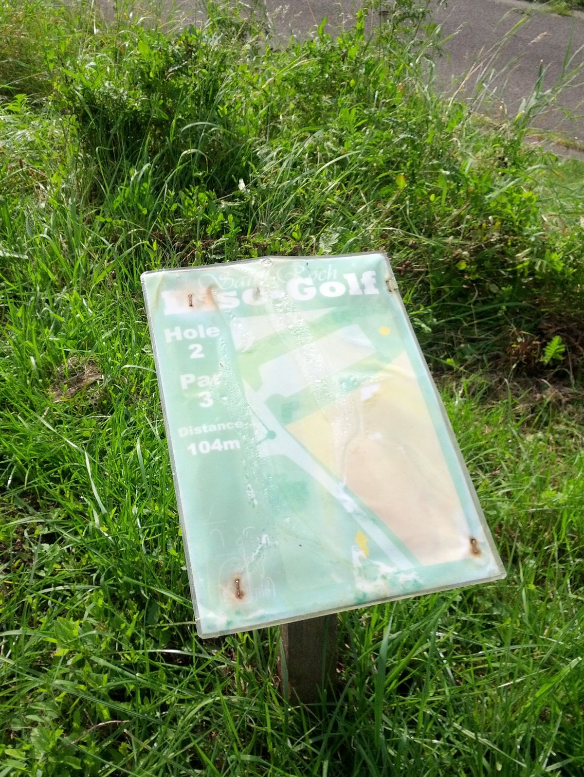 Nearly all signposts are broken or unreadable.