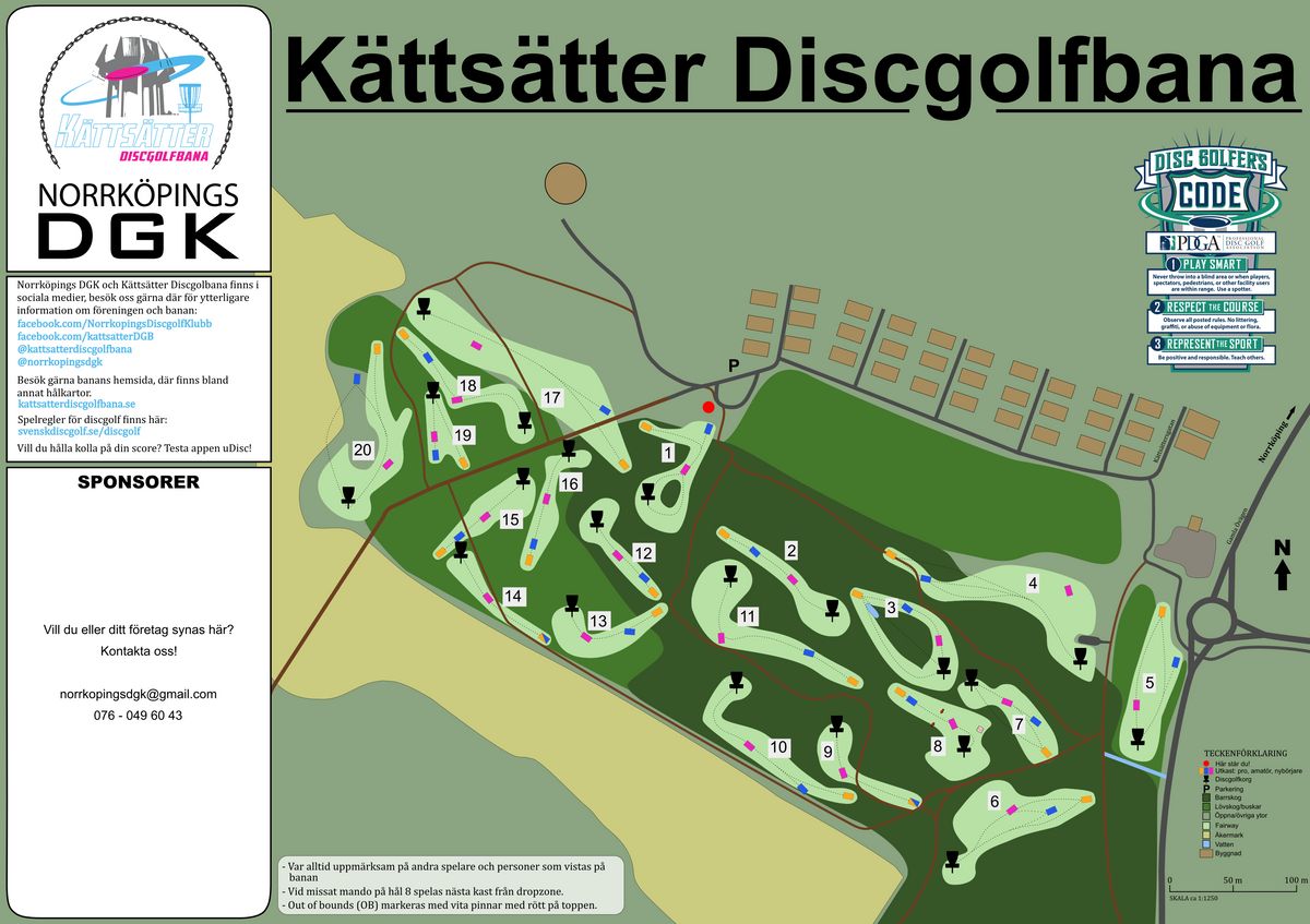 NEW Översiktskarta Kättsätter Discgolfbana, Norrköping
