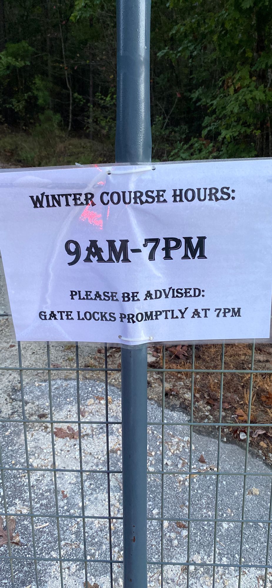 Winter hours are in effect.