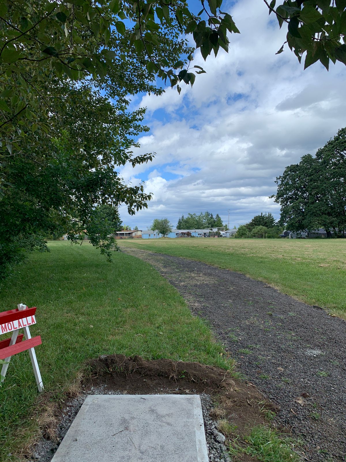 Hole 5 tee. Maybe 180 feet wide open hyzer.