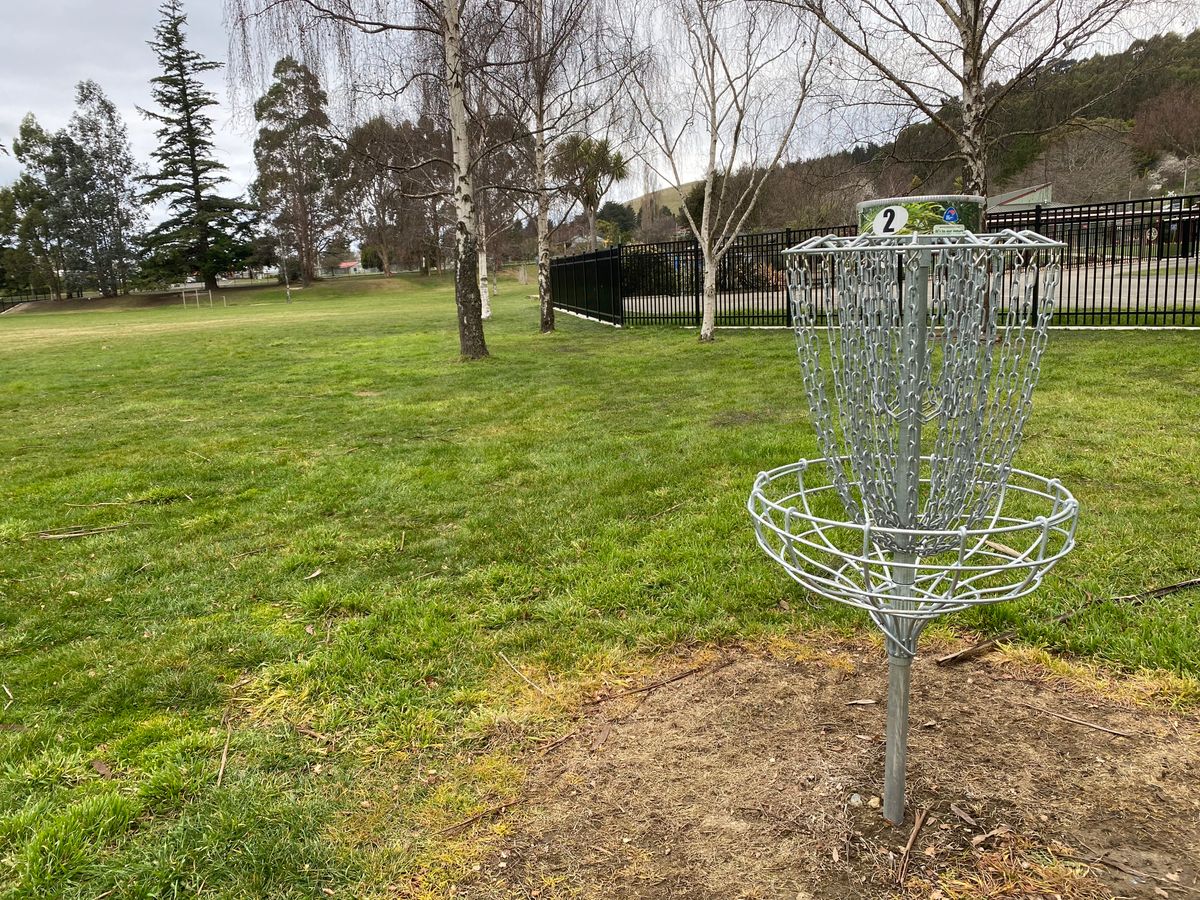 Basket 2 looking back up the fairway towards the tee pad.