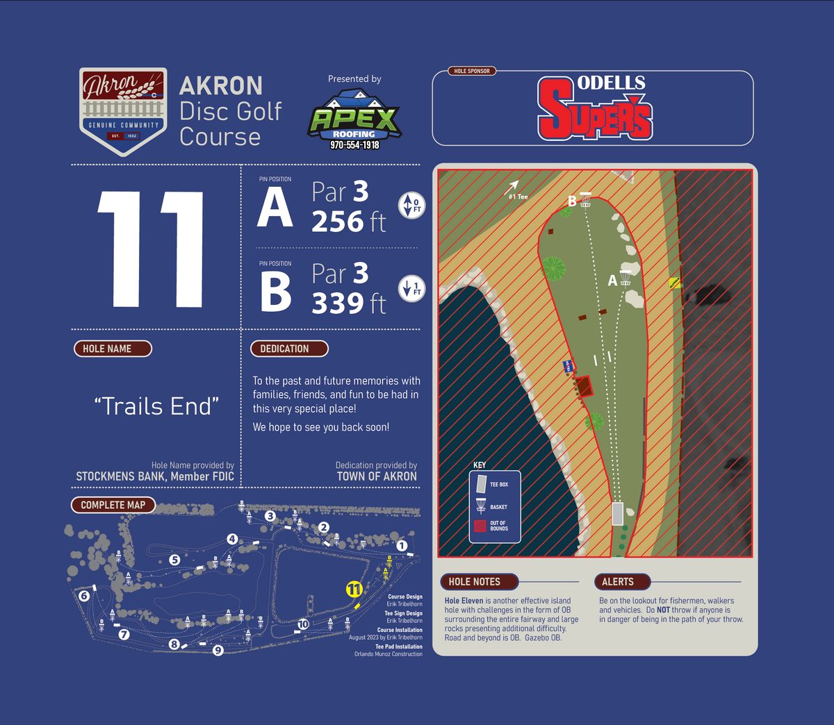 Hole 11 tee sign