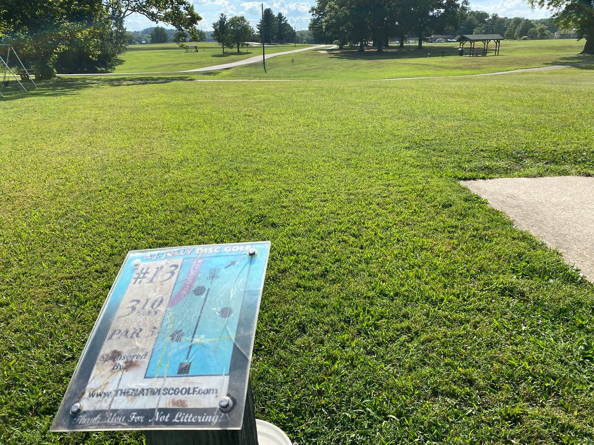 Hole 13, taken 9/4/2023.  Downhill, wide open, watch for cars on left.