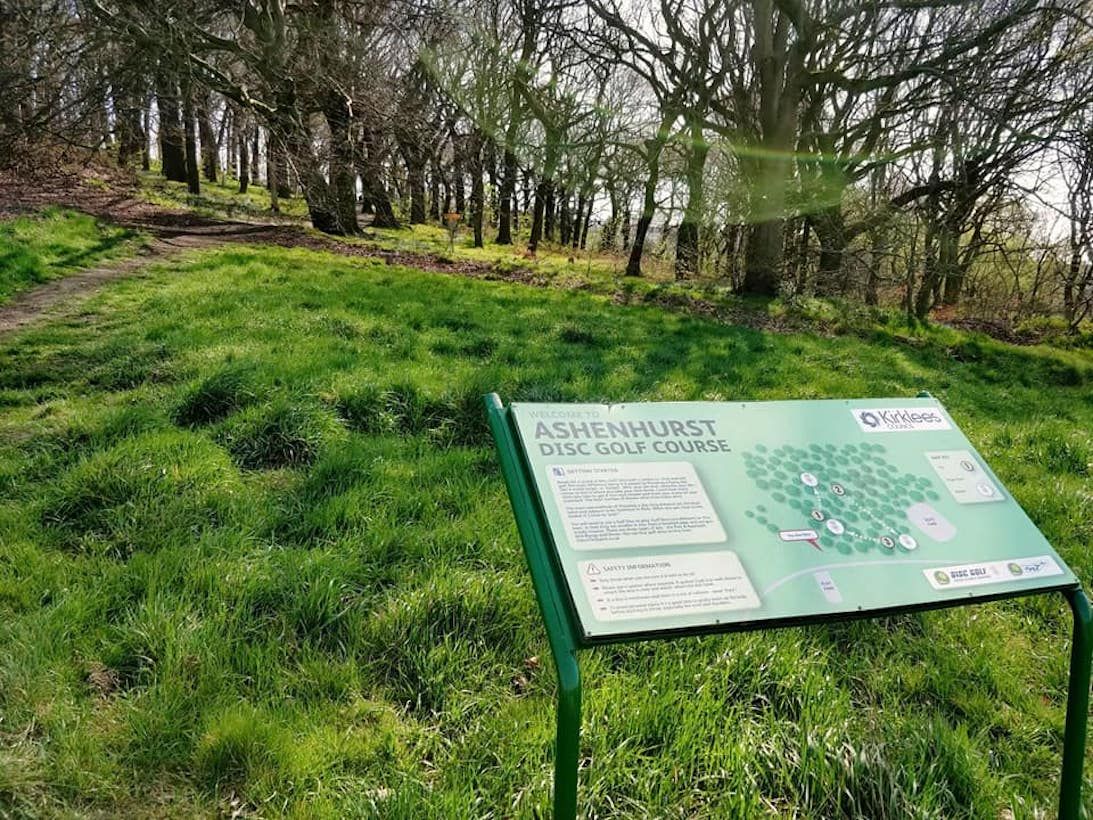 Course map at the entrance to the woods.