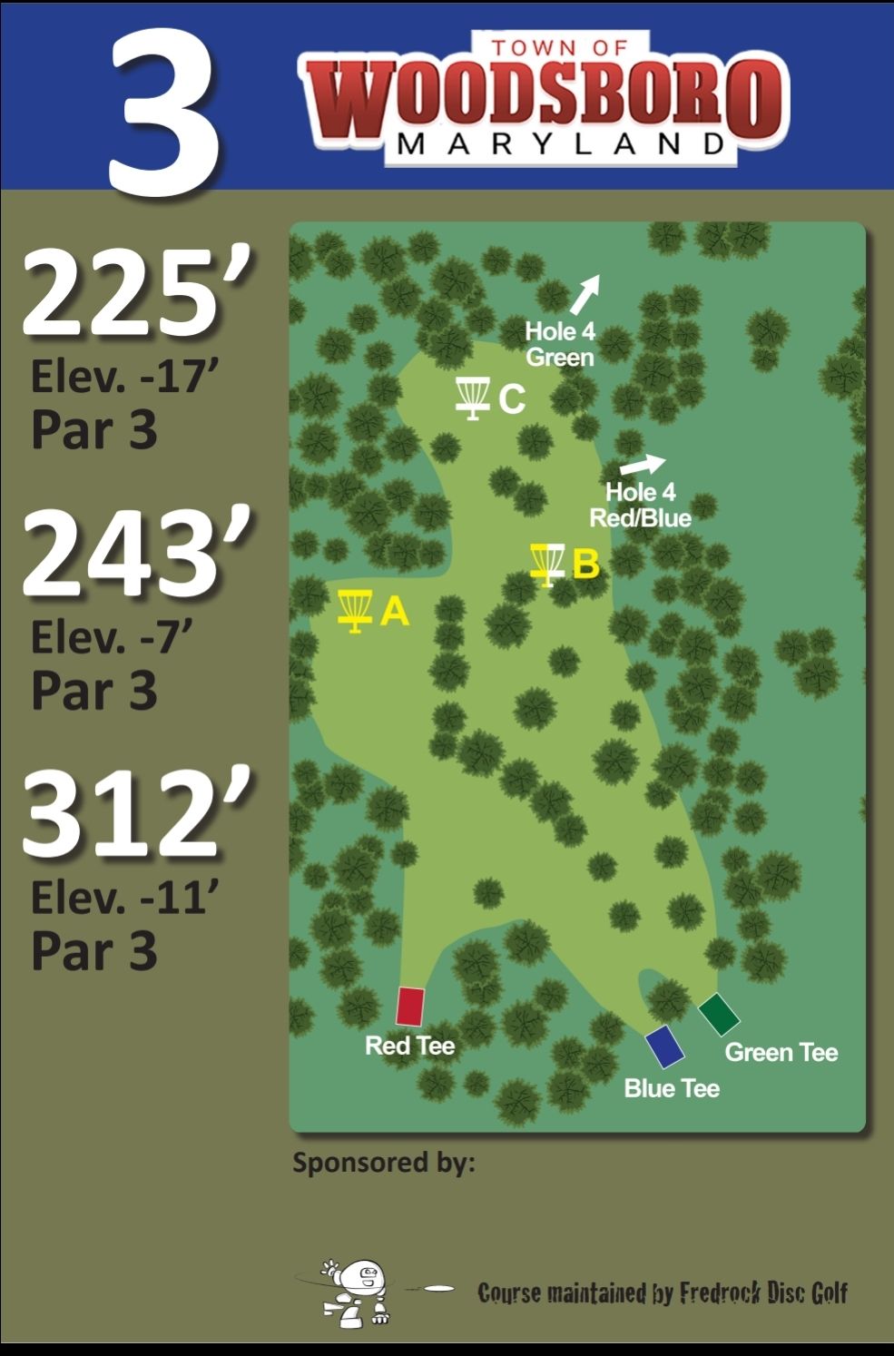 Hole 3 blue tee sign