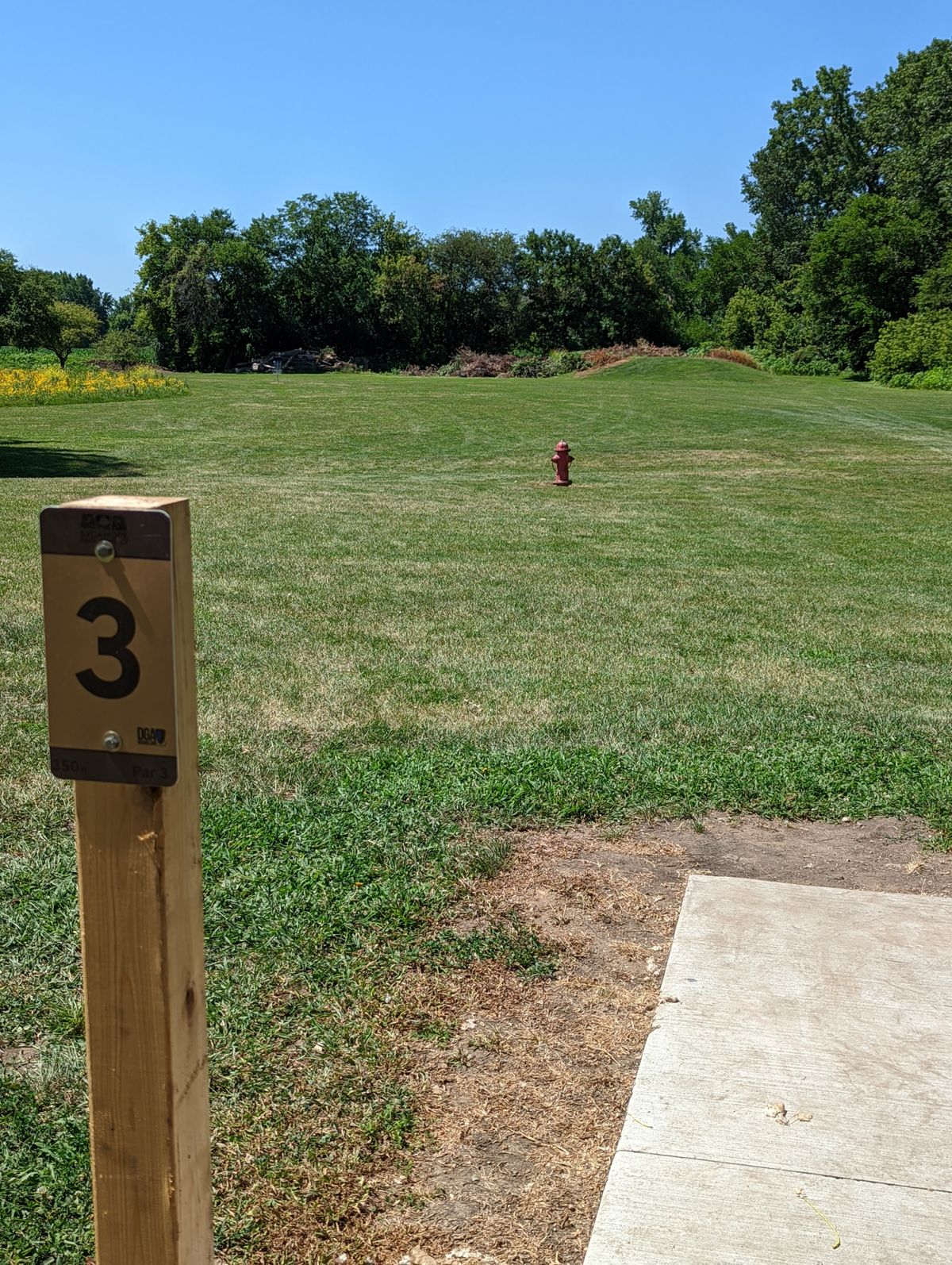 Hole 3. 350 ft, par 3.