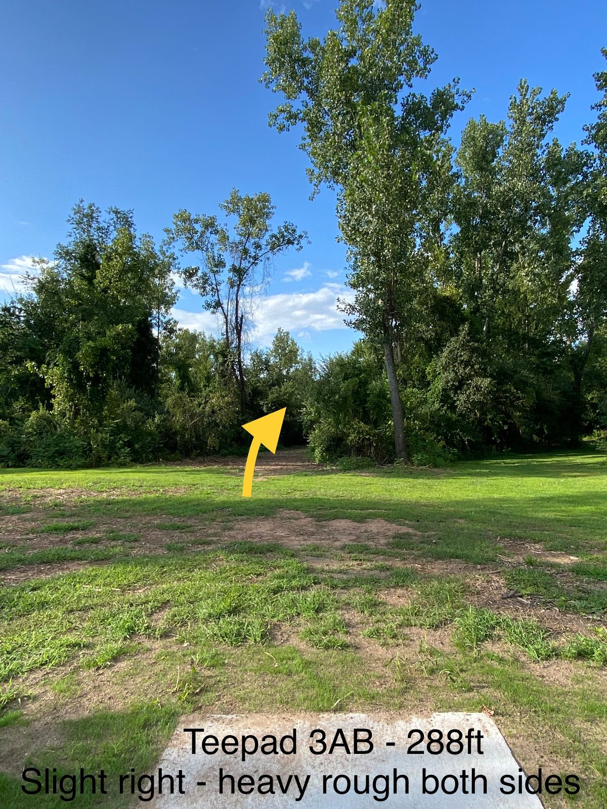 Teepad 3 A&B @ 288ft / Slight right - heavy rough both sides of fairway