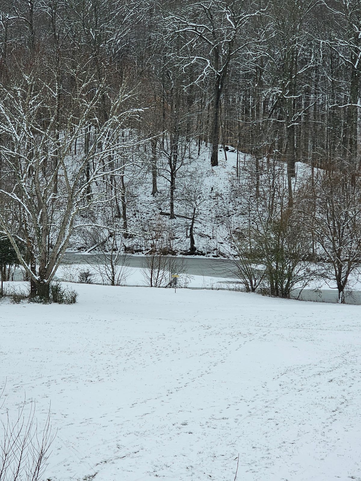 Hole 9 in the snow