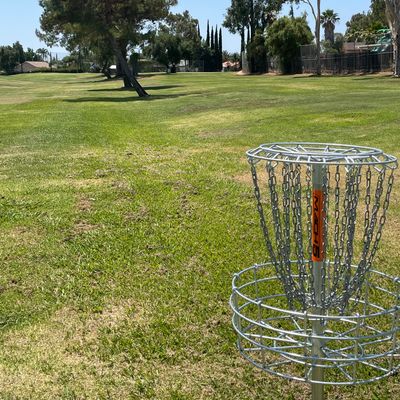 Hole 6 basket to tee view