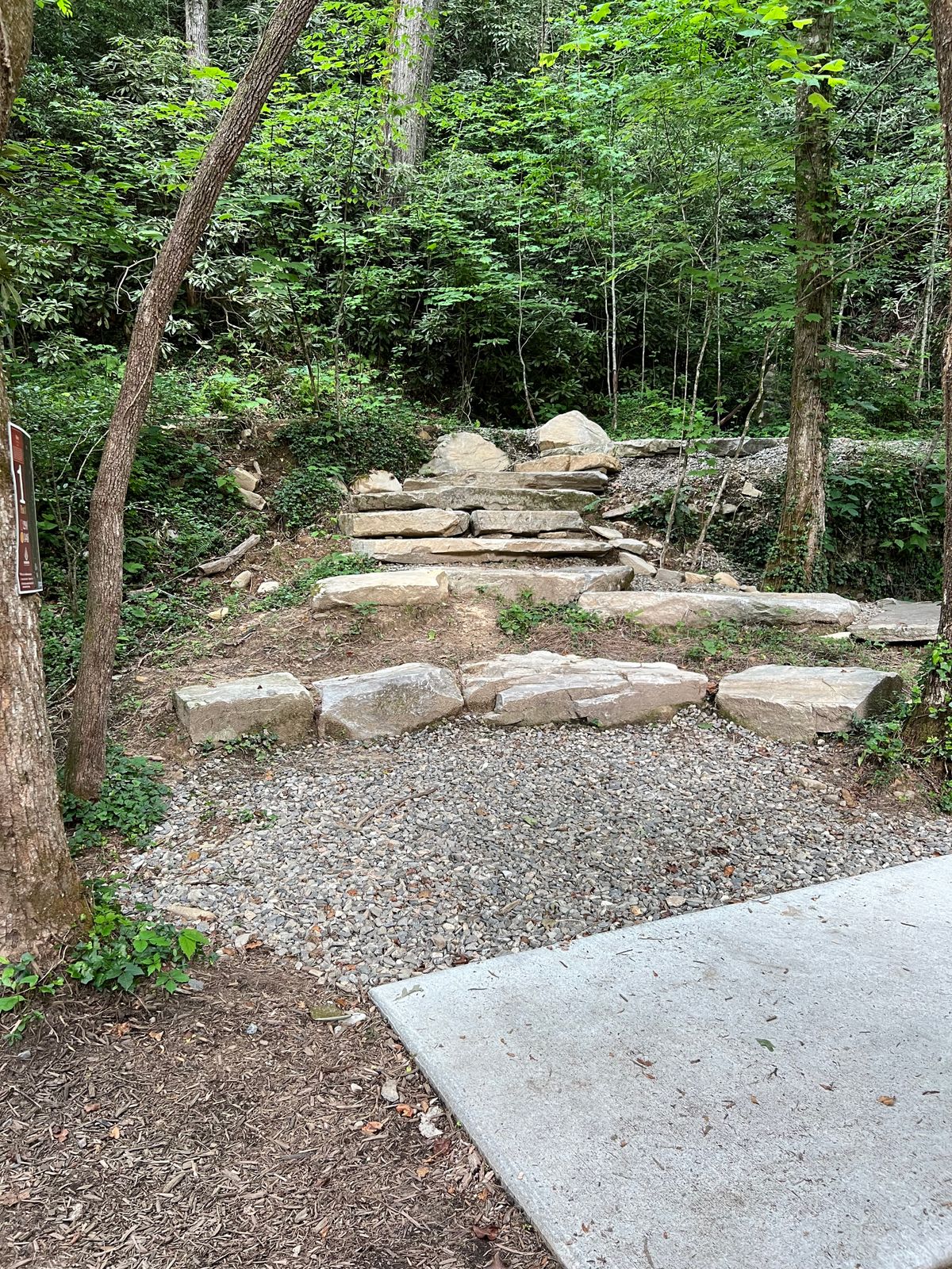 Steps leading down to #1 tee pad