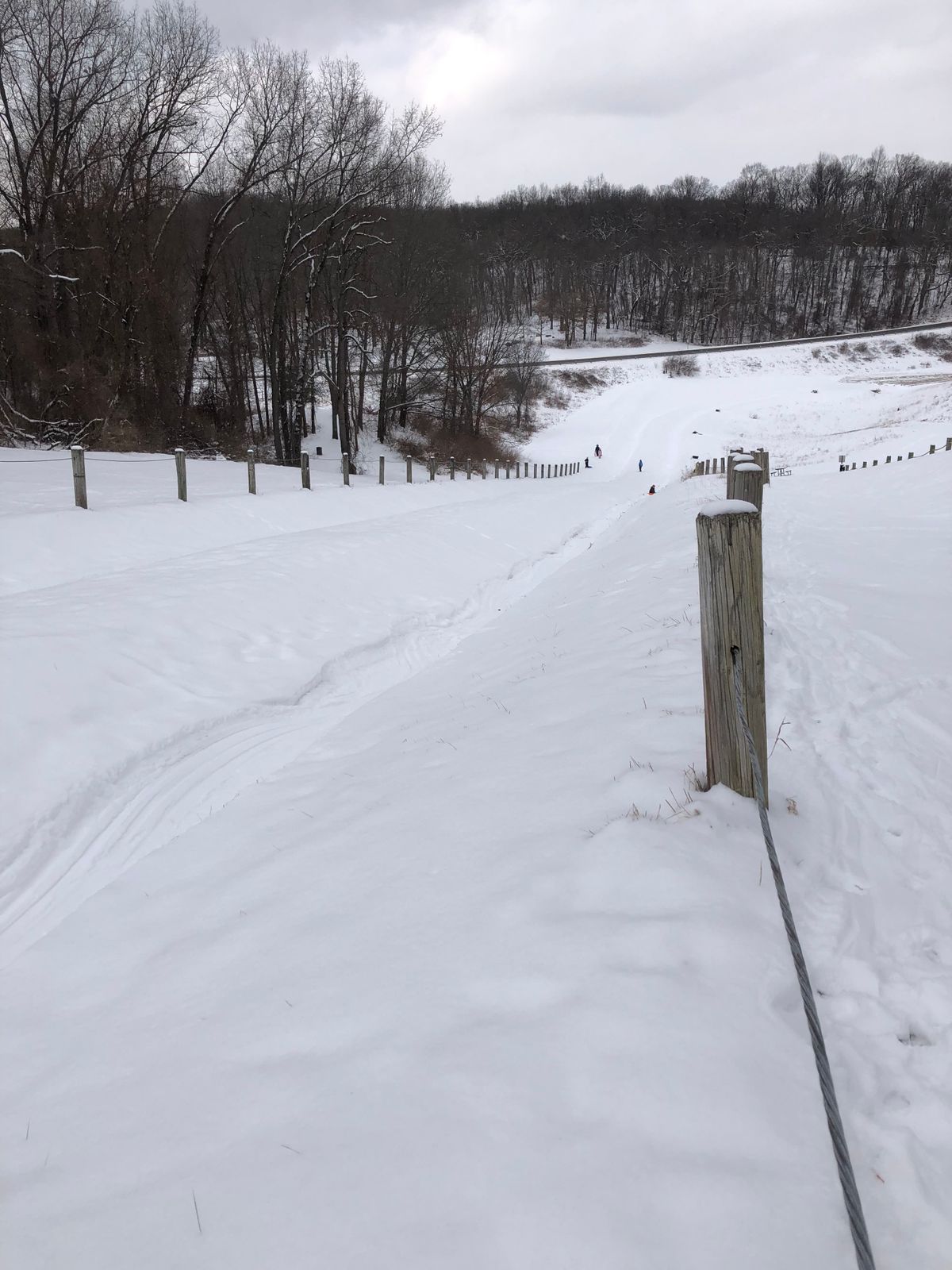 Looking down the hill from the left of Hole 1’s tee