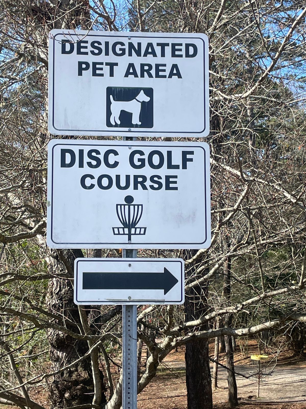 course doubles as a dog walking loop; plenty of benches to wait for the “fairways” to clear.