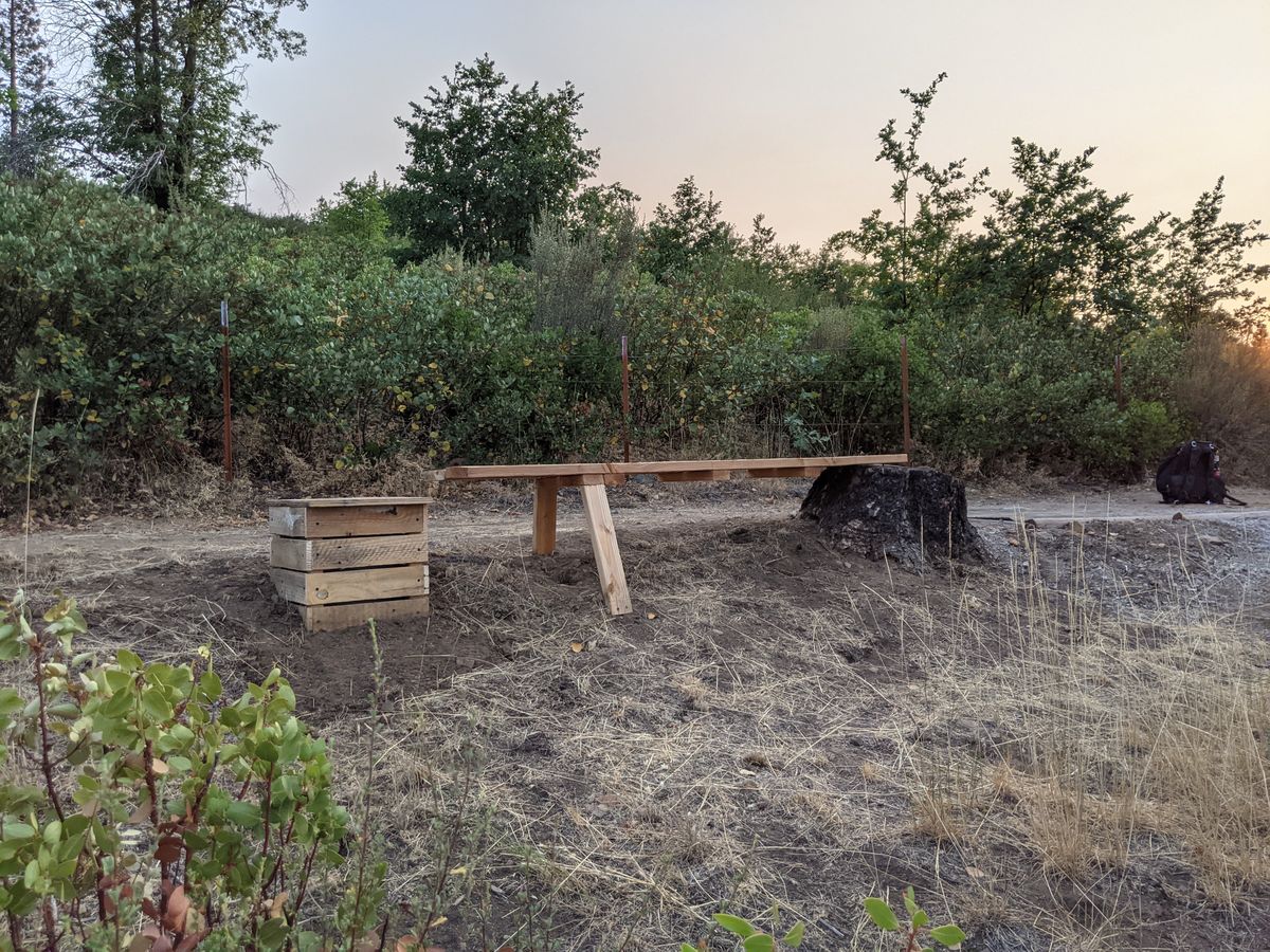 Hole 6 bench and trash can