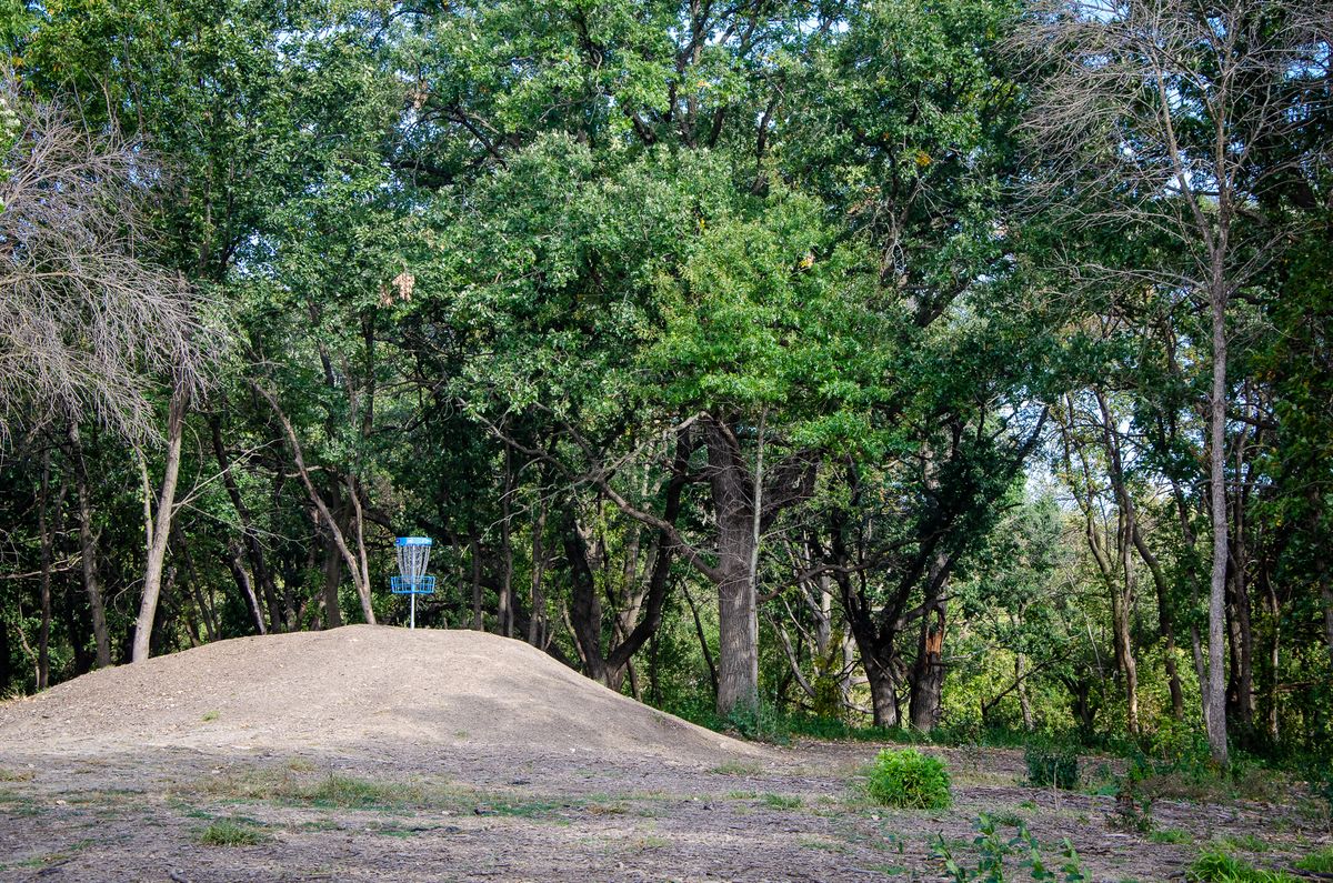 Elevated basket on 15 - run it if you dare